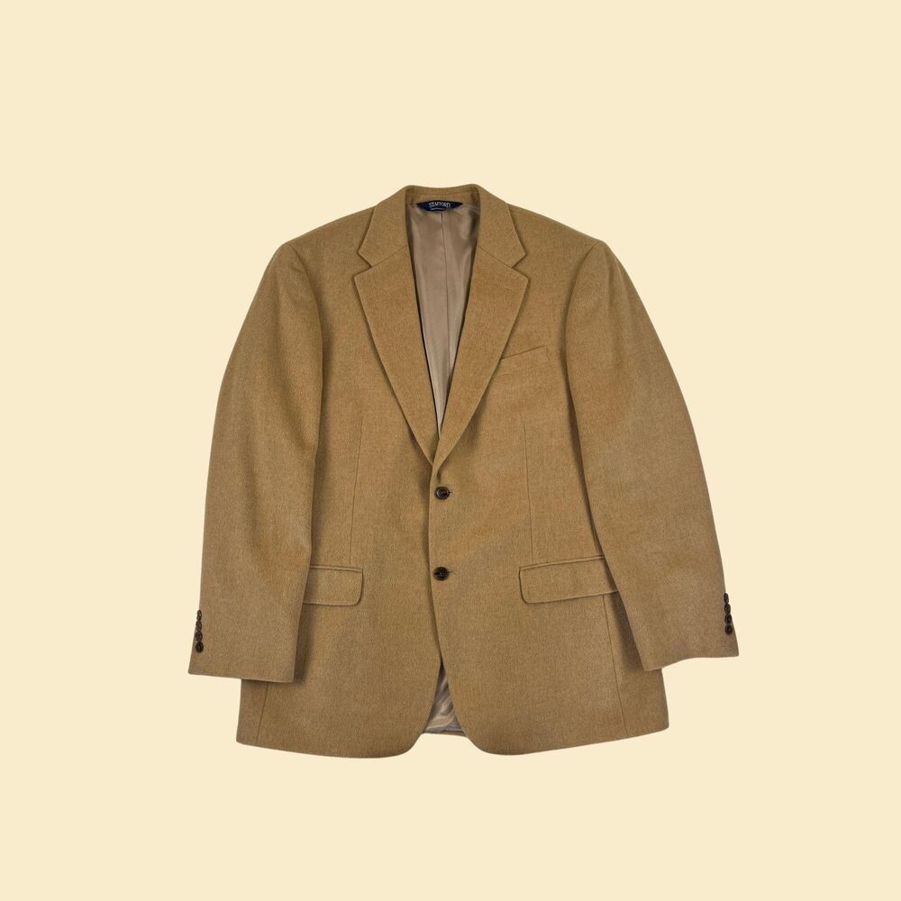 2000s camel hair sportcoat by Stafford, size 42L vintage brown blazer jacket